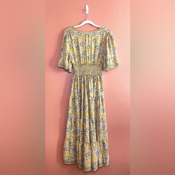 NWT Max Studio Smocked Waist Midi Dress in Gold Womens Size XS - Picture 3 of 5